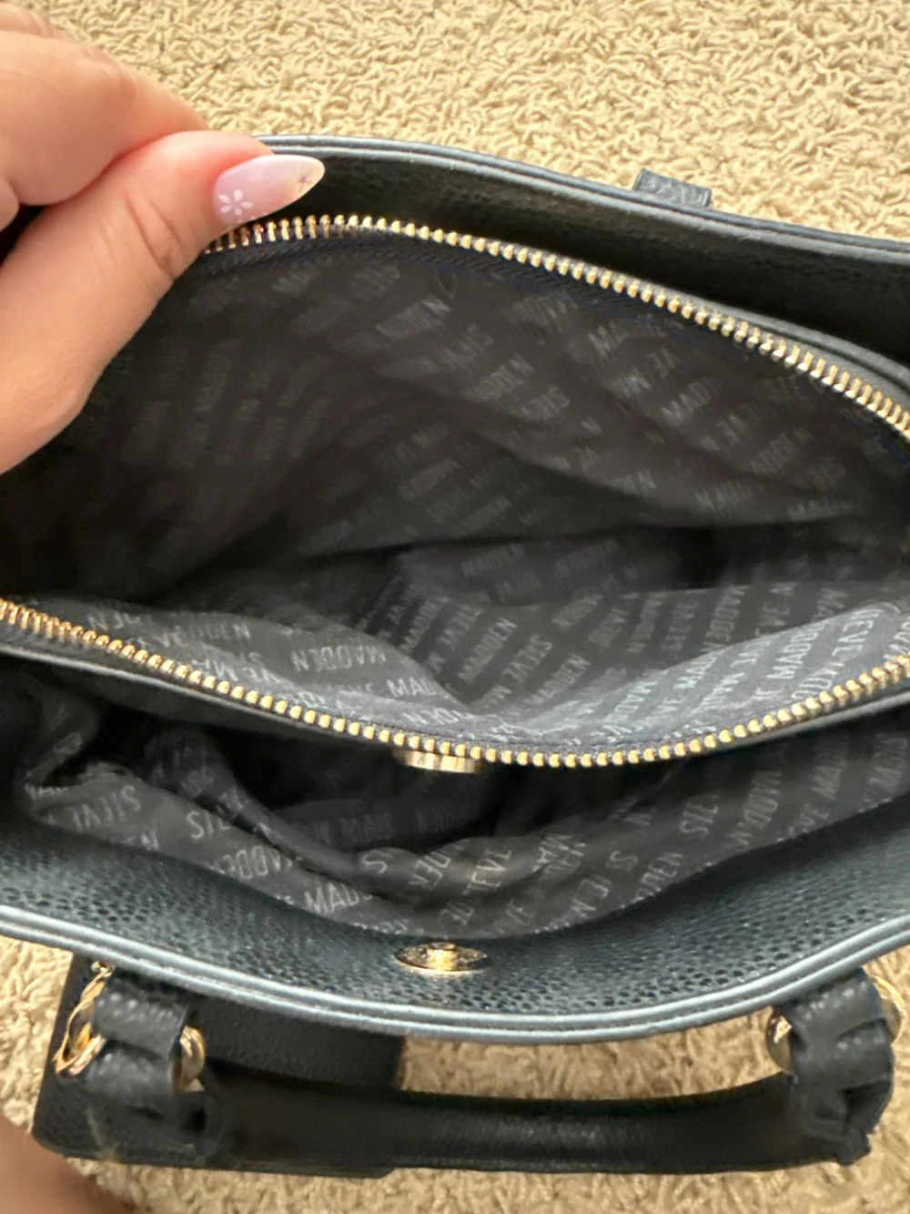 Steve Madden black Pebbled Satchel with Coin Pouch